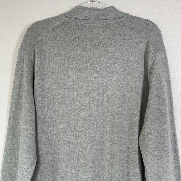 J. Crew Factory men size L cardigan sweater polo gray 100% cotton button front - Picture 9 of 15